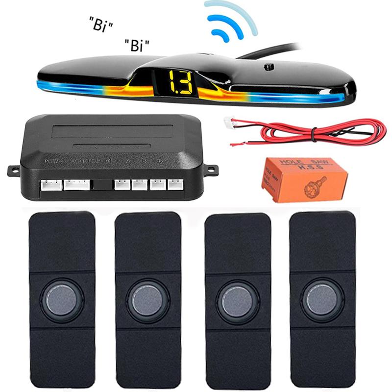 

13mm Flat Sensors4sensors Car Parking Sensor Kit Reverse Backup Radar Sound Alarm Indicator Probe System DC 12V Gray sensors