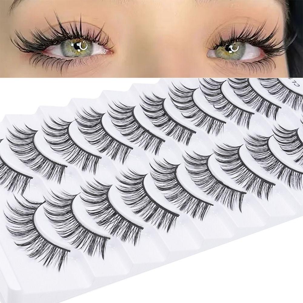 10 Pairs Natrual Long False Eyelashes Full Strip Fake Eyelash 3D Faux Mink Lash Eye Lash Extension