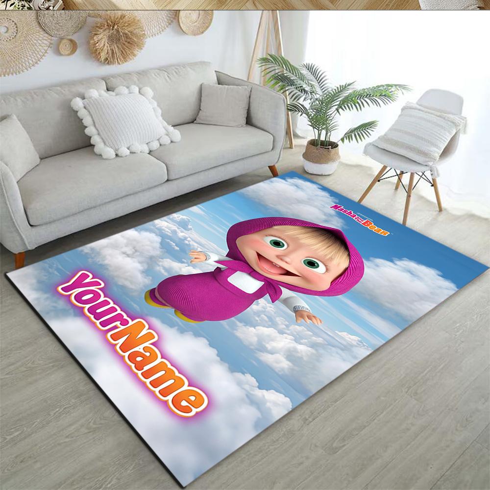 Masha Bear Personalized Name Floor Mat Suitable for Kitchen Balcony Living Rooms Dining Room Anti-slip Rug Anime Office Decor