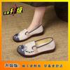 Beijing Cloth Shoes Mother Flat Single Shoes Comfortable Soft Sole Non-slip Embroidered Shoes 2025 Summer and Autumn New