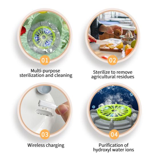 Přenosná pračka na ovoce a zeleninu IPX7 Vodotěsná Kompaktní design Přenosná Automatická Ultrazvuková