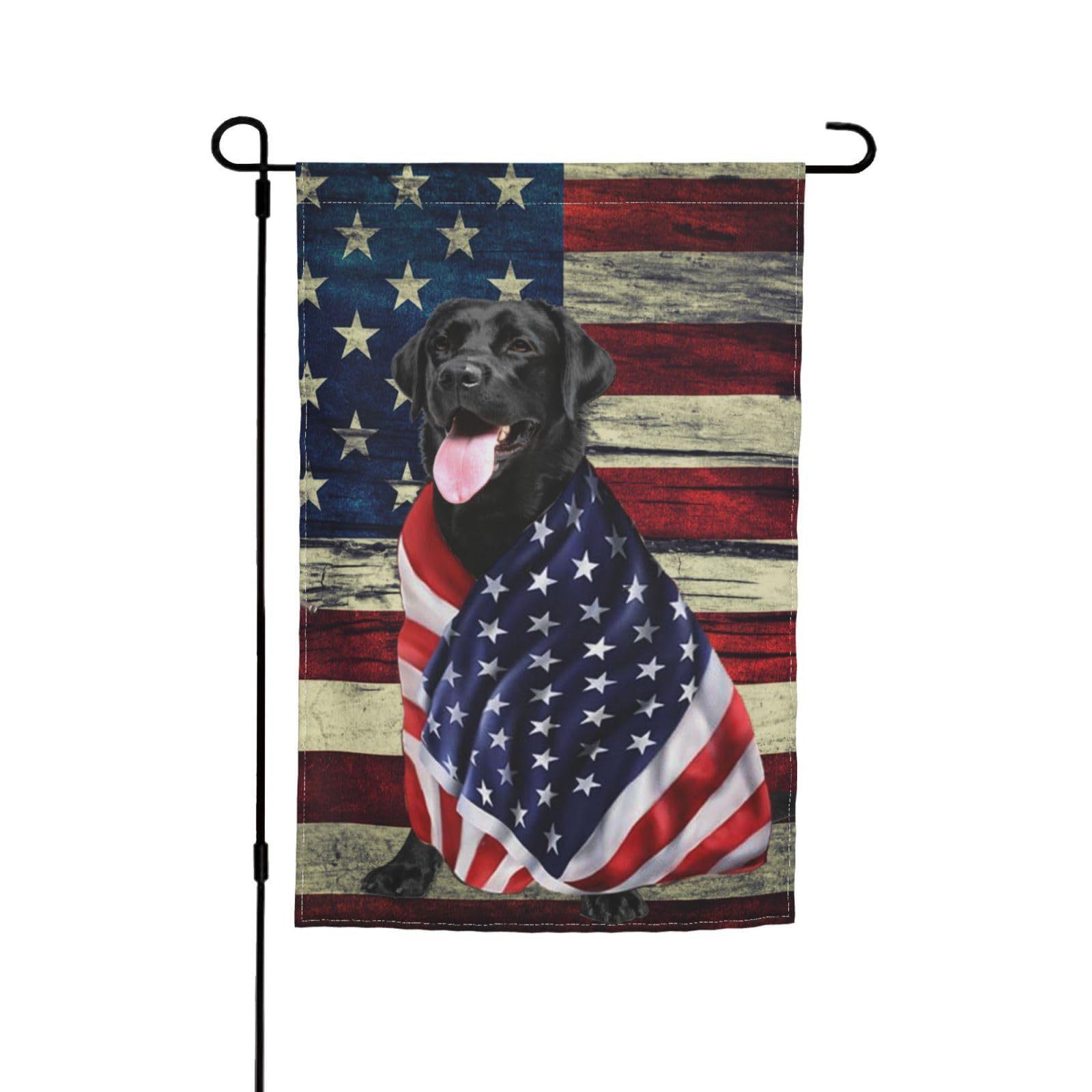 

Outdoor Garden Flag with Dog and Stars Pattern on Striped Background Durable Weather Resistant Decorative Banner for Yard Patio One Size
