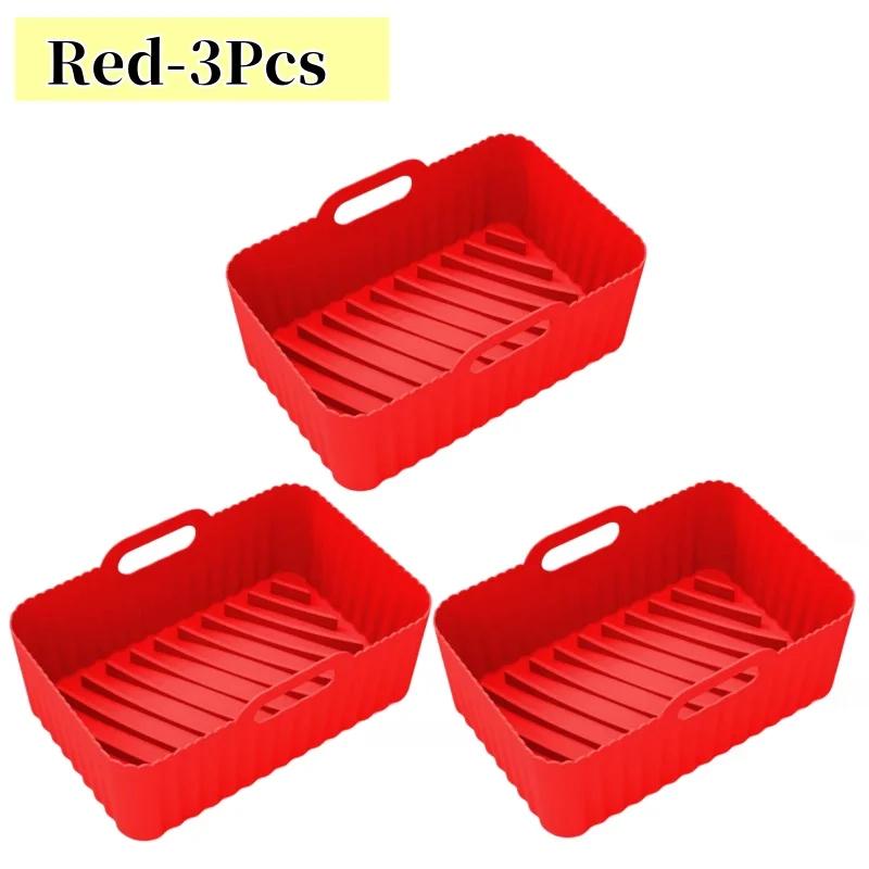 Black Silicone Air Fryers Oven Baking Tray Rectangular Replacement Kitchen Grill Pan Airfryer Kitchen Fried Chicken Basket Mat