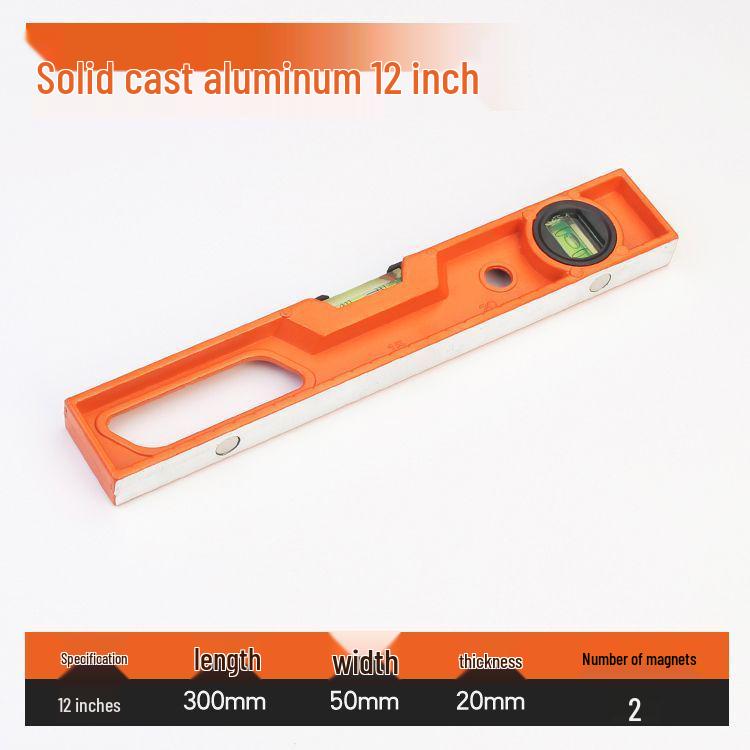 High-Precision Mini Spirit Level: Solid Cast Aluminum, Strong Magnetic, Drop-Resistant, Multi-Functional Ruler