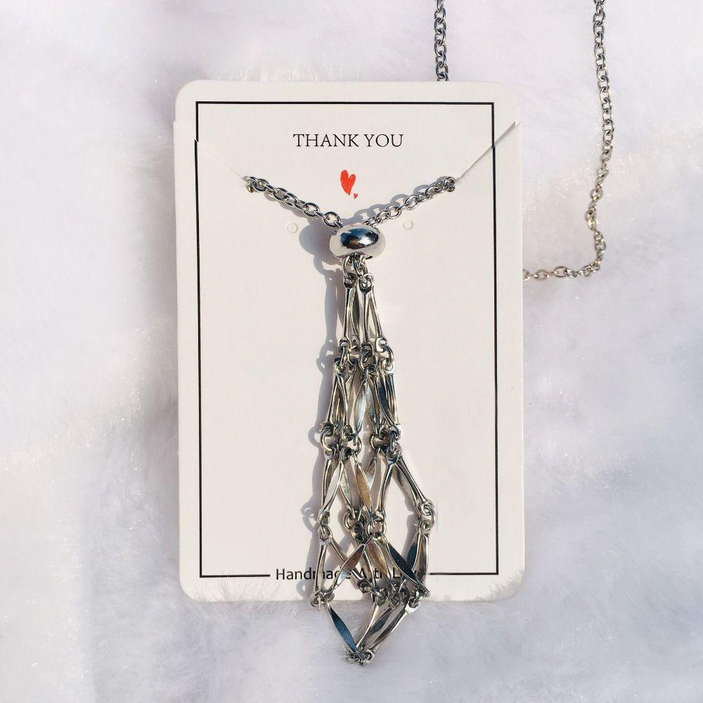 Silver Color Crystal Holder Cage Necklace Interchangeable Chain Necklaces  Party