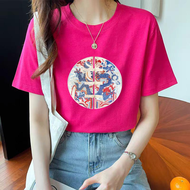 VEZFAA Damenmode Casual Sommer Frühling Kurzarm O-Ausschnitt Blusen & Hemden