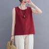 Women's Round Neck Sleeveless Camisole Loose Fit Casual Tank Top Solid Color Polyester Wide Strap Plus Size Summer Inner Outer Wear