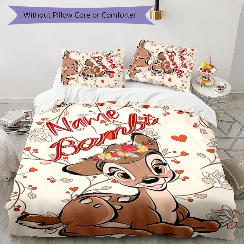 3pcs Bambi3 Cover Set - Personalized Name, HD Printed Bedding with 1 Cover and 2 Pillowcases - Perfect for Home Decor, Easy Care