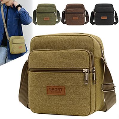 Men's Fashion Simple Canvas Messenger Bag Large Capacity Shoulder Bag CLE