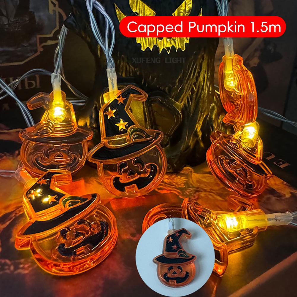 

Хэллоуин Светодиодная гирлянда Мерцающие огни тыквы Праздничное подвесное украшение Тыква Хэллоуин Декор для крыльца Capped Pumpkin 1.5m