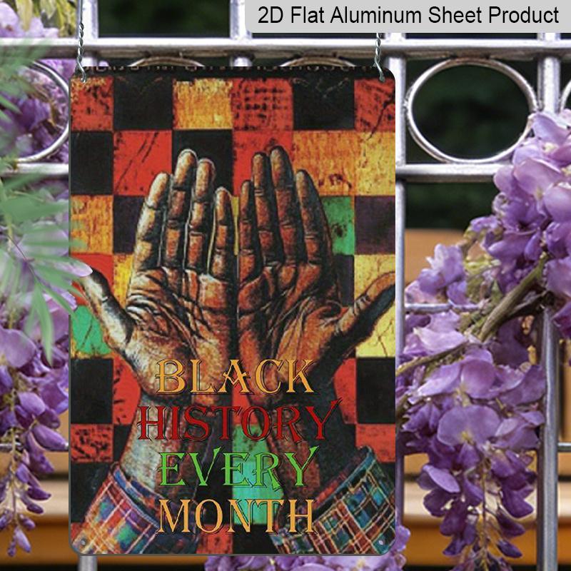 2D Flat 1pc Black History Month Celebration Metal Sign, 8x12 Inches - Vibrant African-Inspired Design with Raised Fist Symbol, Ideal for Home