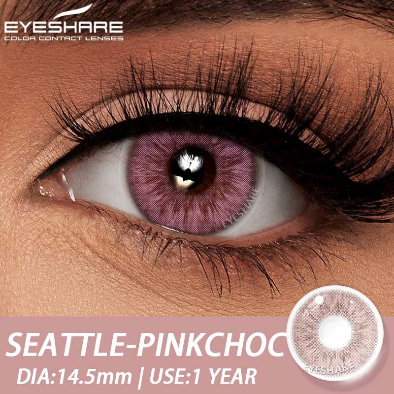 EYESHARE New Natural Color Contact Lenses Pink and Brown Contact Lenses Fashionable Purple-Grey Eye Contact Lenses Color Contact Lenses of the Year