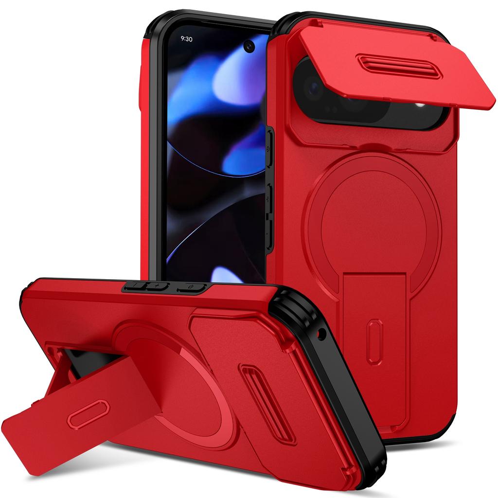 For Google Pixel 9 Pro XL Magnetic Ring Bracket Sliding Camera Lens Protection Phone Case For Google Pixel 8 10 Pro 8A 9A10A