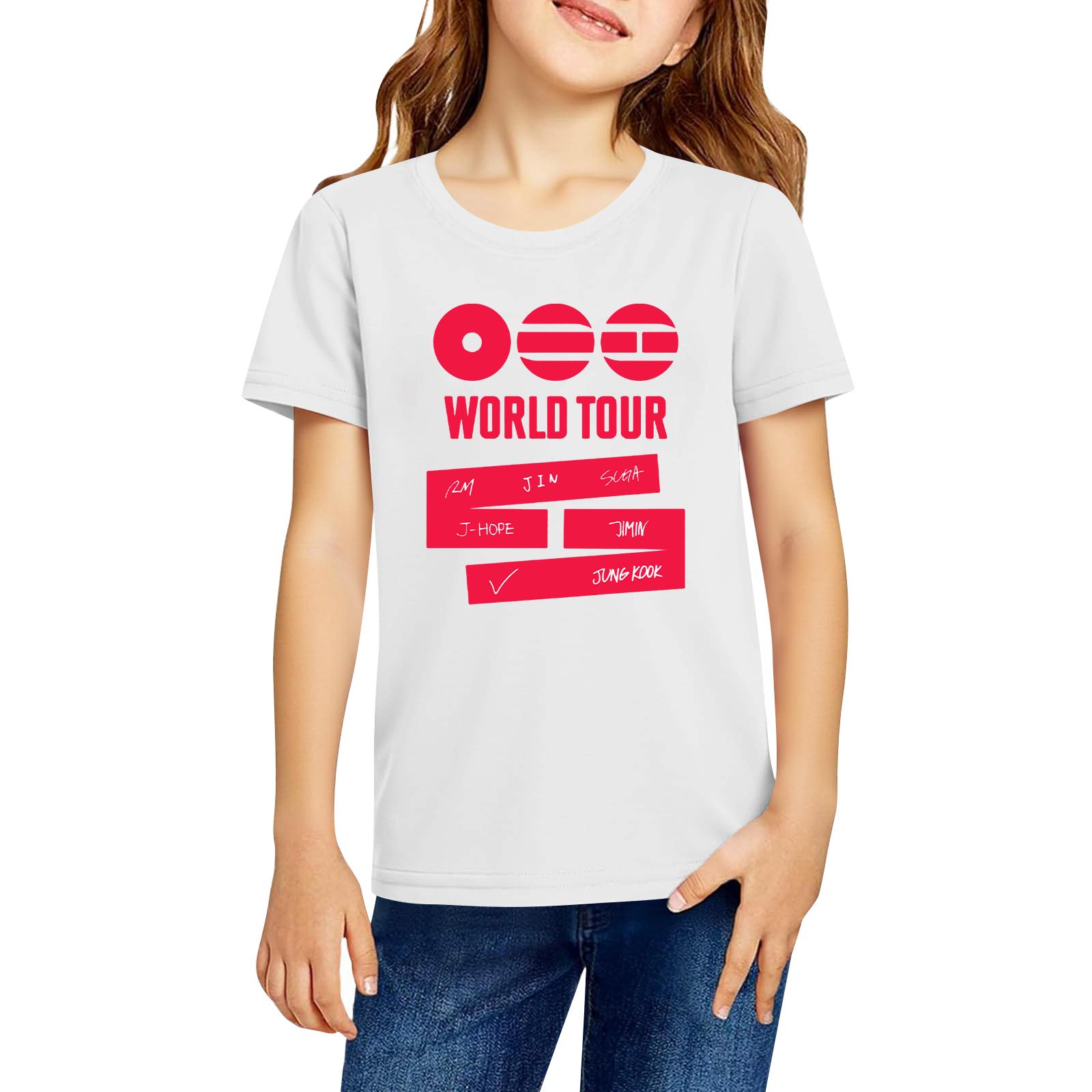 

Fashionable Round Neck Short Sleeve Work Clothes Printed Tops For KID Summer Tops 130 білий