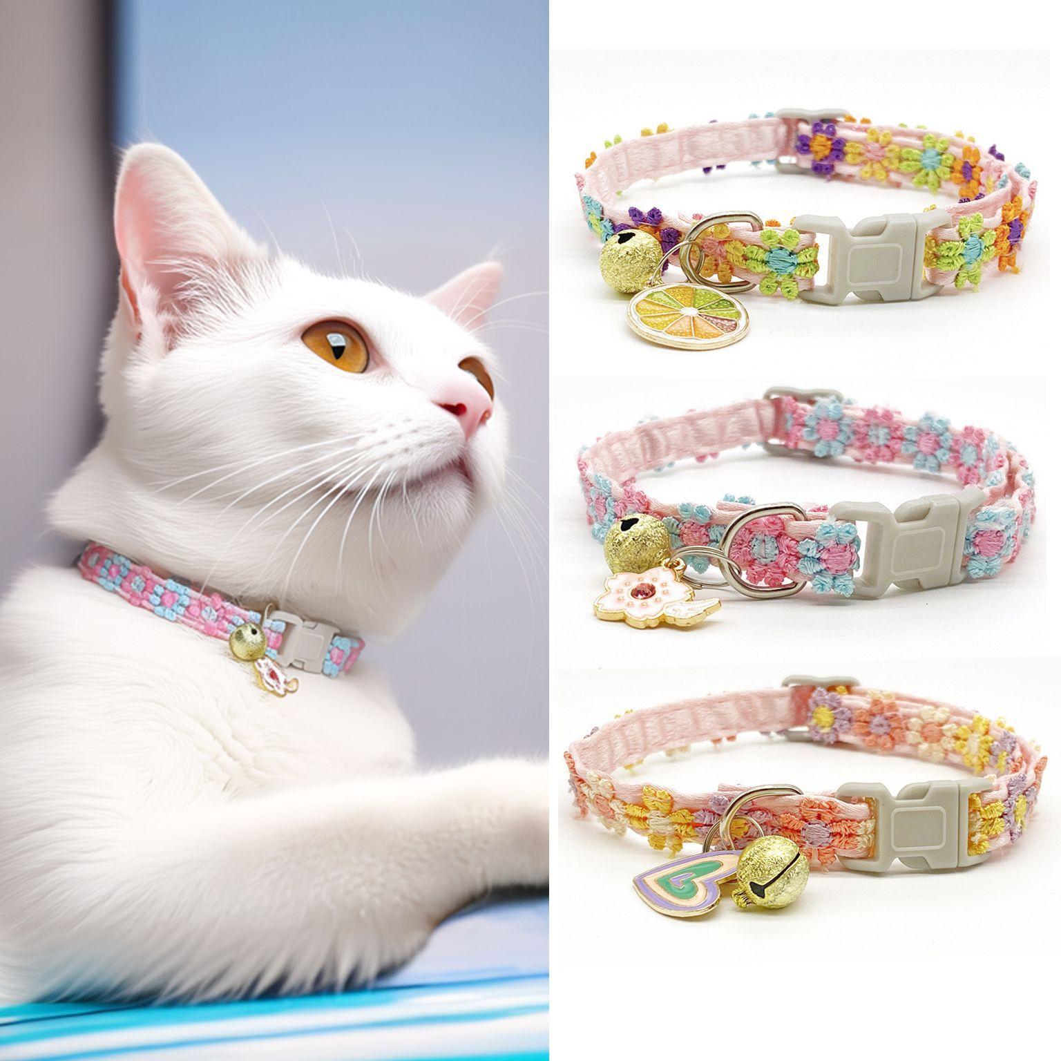 

3pcs Pet Collar With Bell Cartoon Footprint Colorful Dog Puppy Kitten Collar Adjustable Bell Ring Necklace Pet Accessories