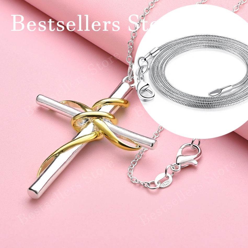 925 sterling silver 16-30 inch exquisite cross pendant necklace for men and women's wedding fashion jewelry accessories gifts