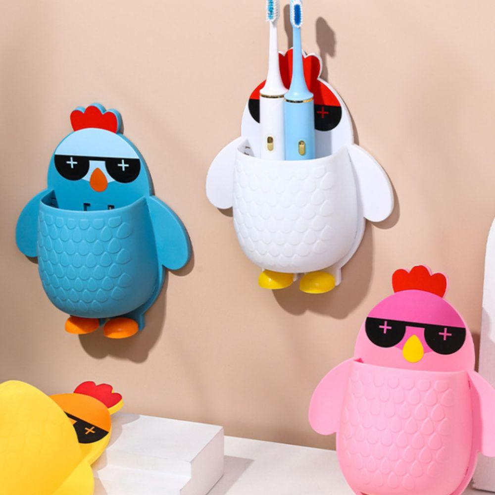 No Punching Toothbrush Toothpaste Holder Drainable Kitchen Hanging Basket Cute Bathroom Shelf