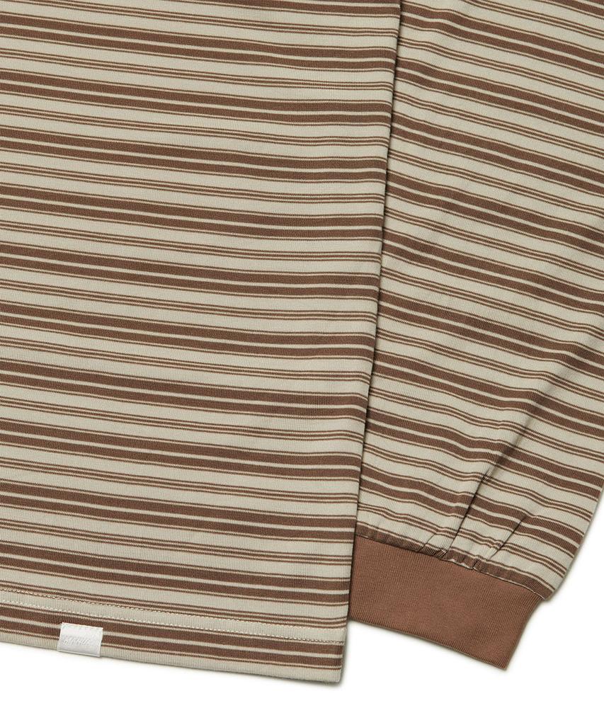 Nomaenyueol Offbeat Stripe Long Sleeve Tee - Brown