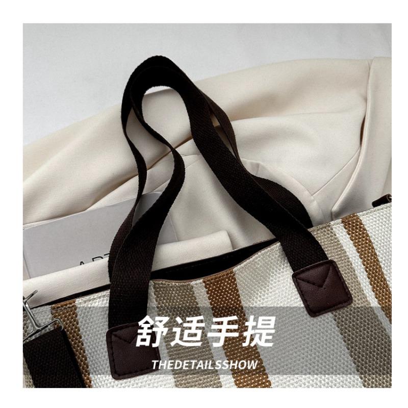 Large capacity women's shoulder bag women's new simple vertical striped casual tote bag fashion handbag