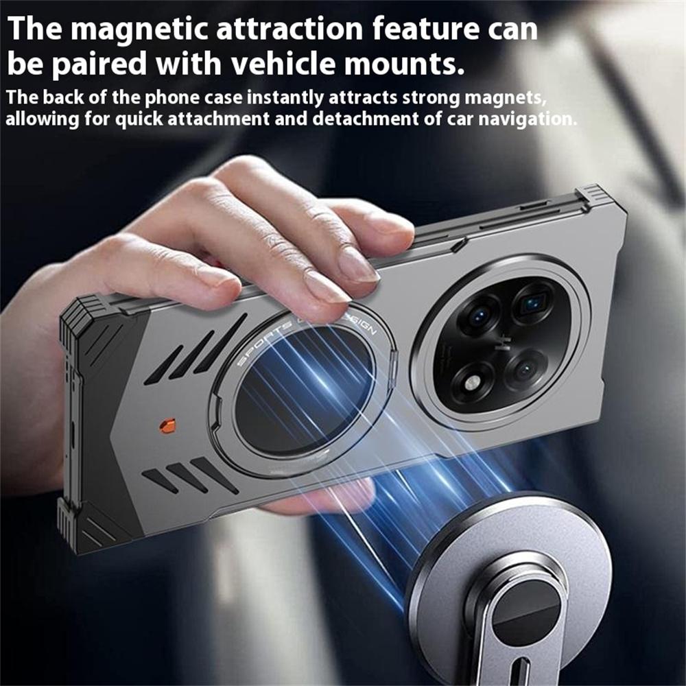 DYONG Για Oppo Find N5 5G Μεταλλική Θήκη Χωρίς Πλαίσιο Κοίλη Απαγωγή Θερμότητας Κάλυμμα Τηλεφώνου με Στήριγμα