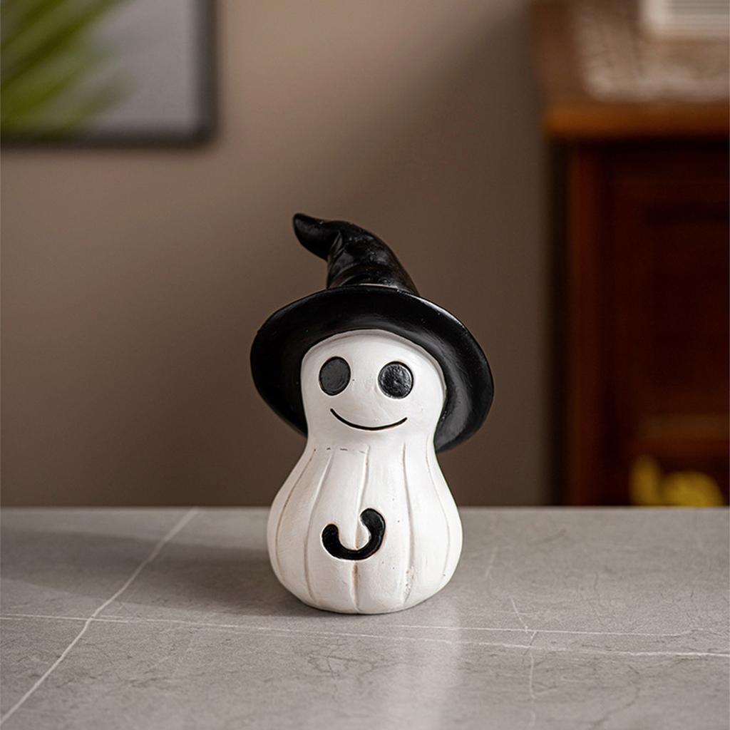 Halloween Spooky Creative Resin Ornaments Cute Style Smiling Crafts Festival Decoration Ornaments Resin Halloween Pumpkin Statue Miniature And Pumpkin
