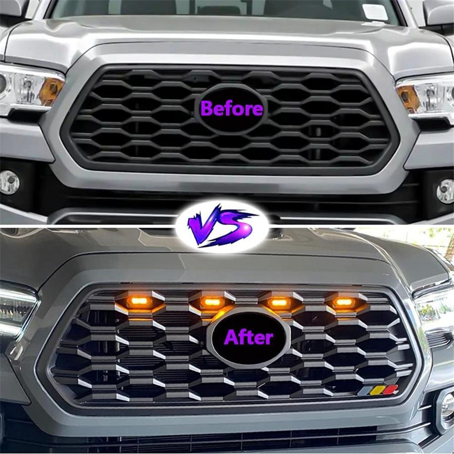 4 Stück Auto Rauchglas LED Kühlergrill Licht Kit Bernstein Lampe Für 2020-2021 Toyota Tacoma