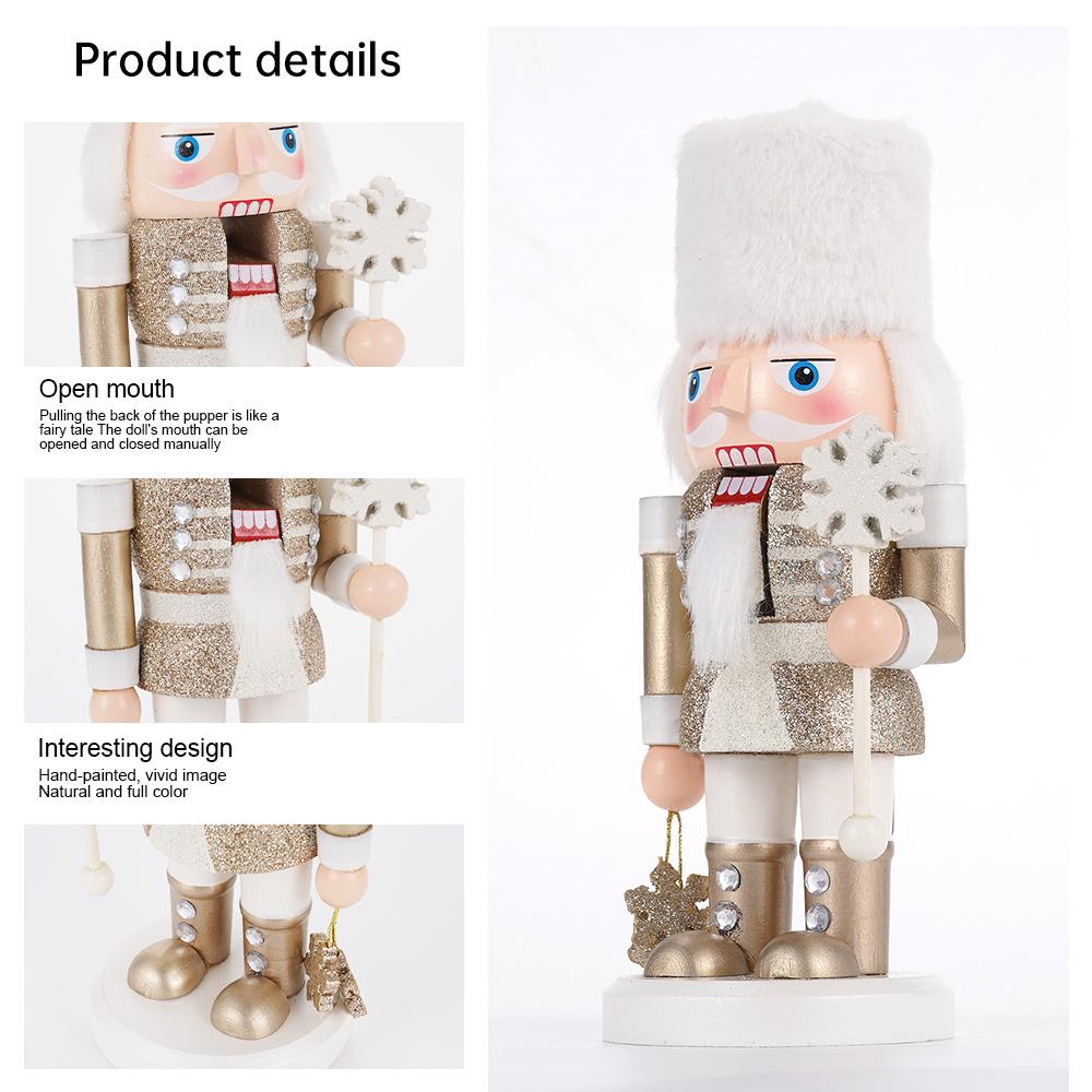 23cm Christmas Nutcracker Wooden Nutcracker Ornament Soldier Figure Handcraft Doll Toy Home Office Desktop Xmas Decoration Gift