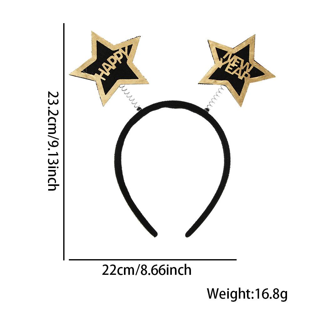 Black Gold Hair Band Decorative 2026 Celebration Headband New Year'S Eve Headband Comfortable Holidays Hair Accessory For New