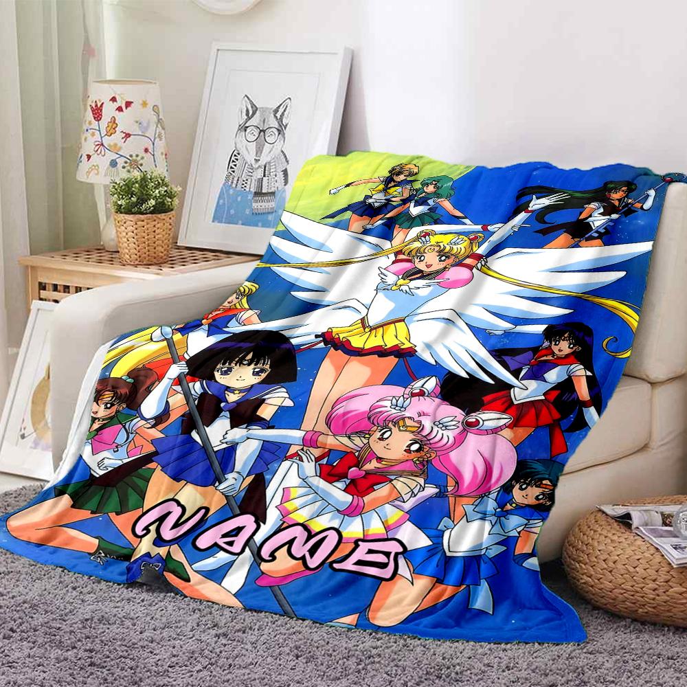 Custom 1pc Sailor Moon Adventure Blanket, Soft And Comfortable Blanket, Casual Warm, Camping Travel Blanket, Birthday Gift Q91385