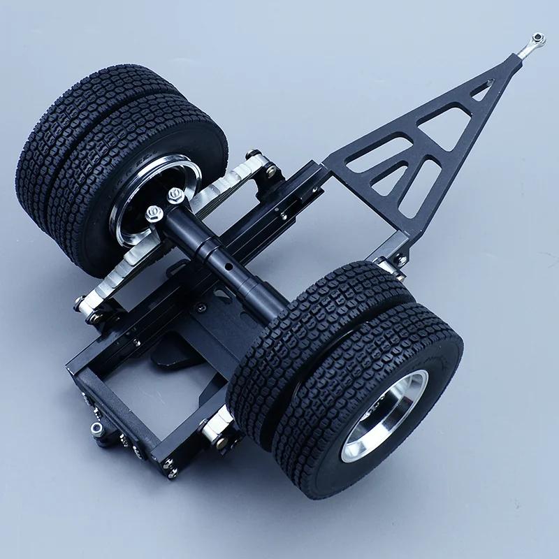 Alt Metal 1 & 2 Aksler Trailer med Træk Femtehjul til 1/14 Tamiya RC Lastbil SCANIA 770S VOLVO FH16 BENZ MAN LESU Bil