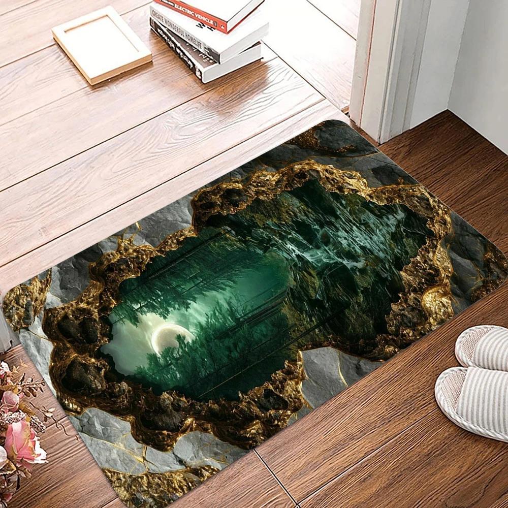 3D Visual Illusion Welcome Rug Doormat Deep Pit Trap Well Print Floor Mat Living Room and Bedroom Entry Foot Mat Fun Home Decor