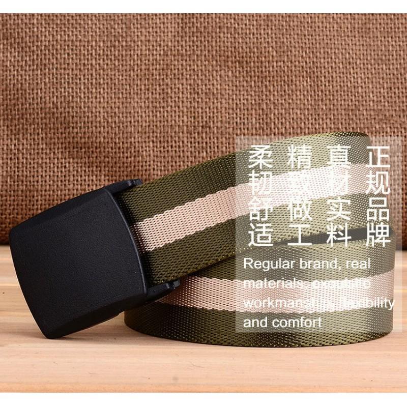 TUSHI Classic Ykk Plastic Buckle High-strength Nylon Elegant Stripe Men Women Canvas Knitted Belt
