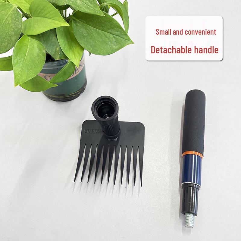 Detachable Dense-Tooth Garden Rake for Leaves, Grass, and Potted Plants