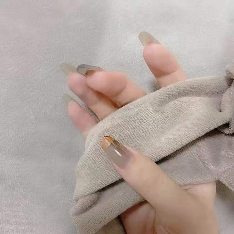 

French Gold Edge Gray Halo Nail Art Patches - Trendy Europe & America Style Glue Type
