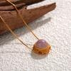 S925 Sterling Silver Ancient Gold Necklace Inlaid With Natural Purple Lithium Sunflower High-End Atmospheric Light Luxury Temperament Pendant