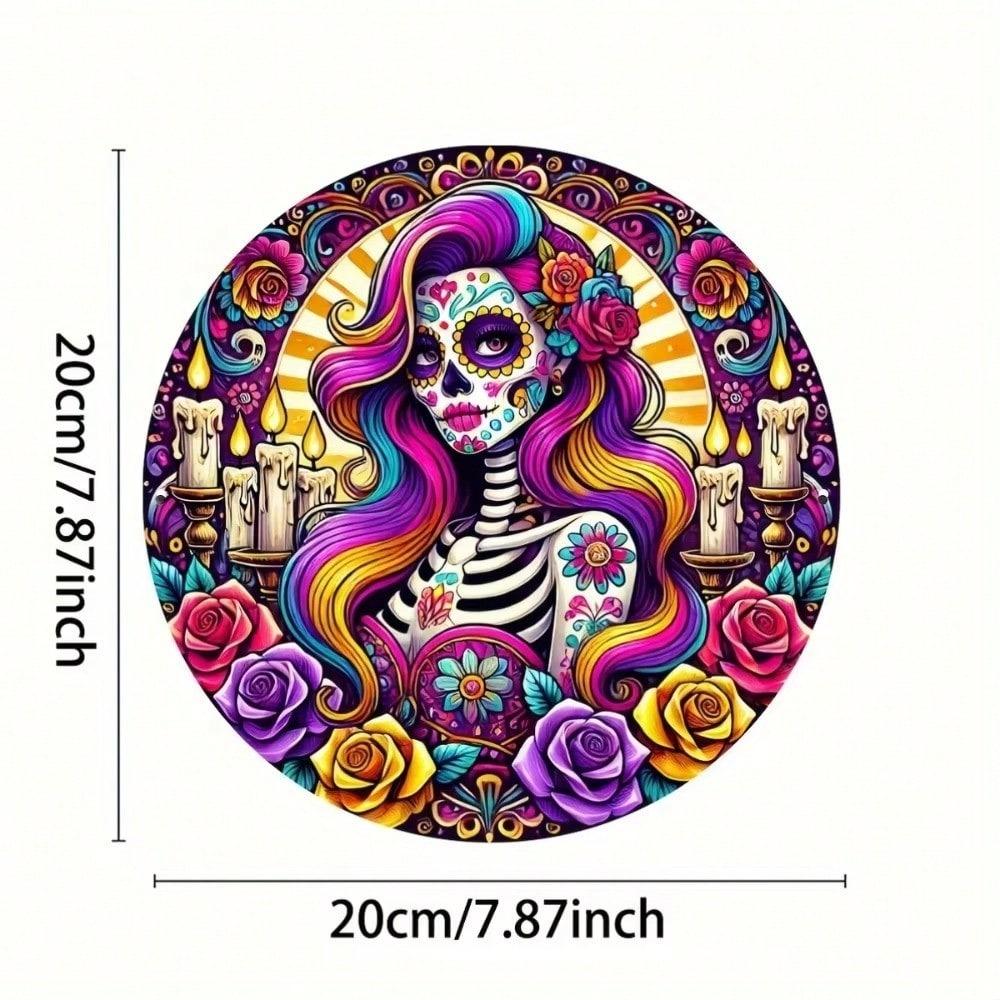 Mexican Sugar Skull Metal Tin Sign Day of the Dead Wall Art Home Bar Cafe Decor