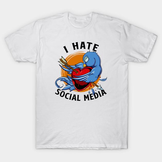 

Men Black Print T-shirt I Hate Social Media No-Cut Transfer Paper Print Cotton Tshirt M білий