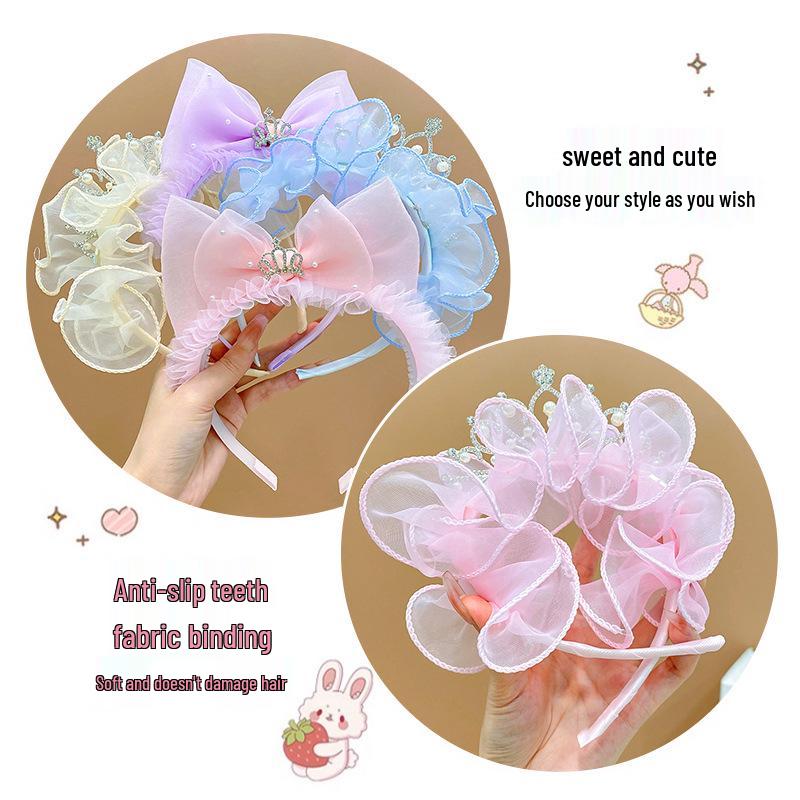 Girls' Bow & Crown Headband - Baby Hair Accessories for Little Princesses