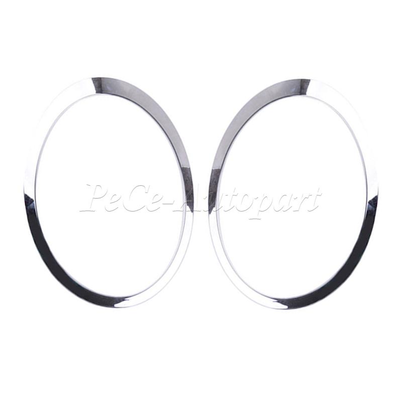 Per Mini Per Cooper F55 F56 F57 2014-2021 Nero Lucido/Placcato Argento Anello Faro Cornice Rivestimento Copertura Circostante 51137300631