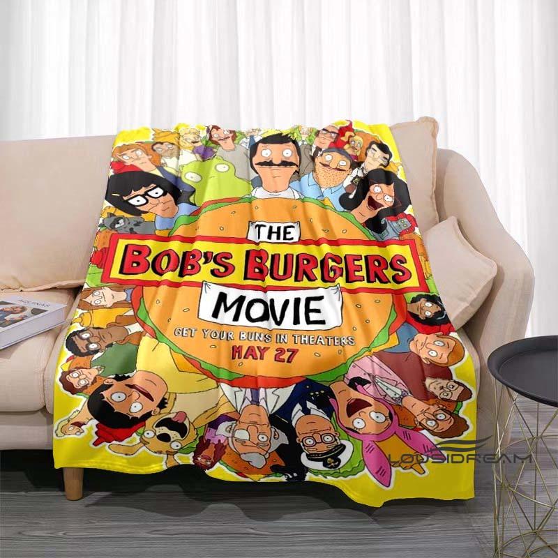 Happy Burger Shop cartoon print blanket. A warm and comfortable flannel blanket suitable for bedrooms, sofas, beds, chairs, picn