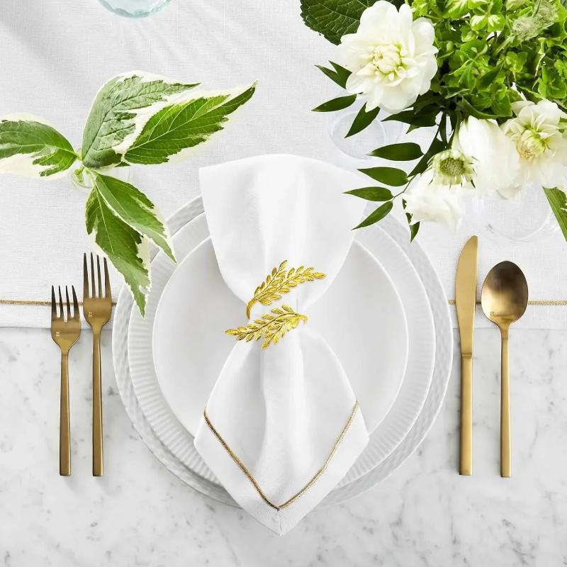 Gold Wheat Napkin Rings Metal Leaf Napkin Holder For Harvest Festival Fall Christmas Thanksgiving Dinner Table Decoration
