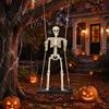 Durable Sunlight Resistant Prop Halloween Swinging Skeleton Decoration, 35" Large Spooky Hanging with Festival Window Wooden Swing for Yard,