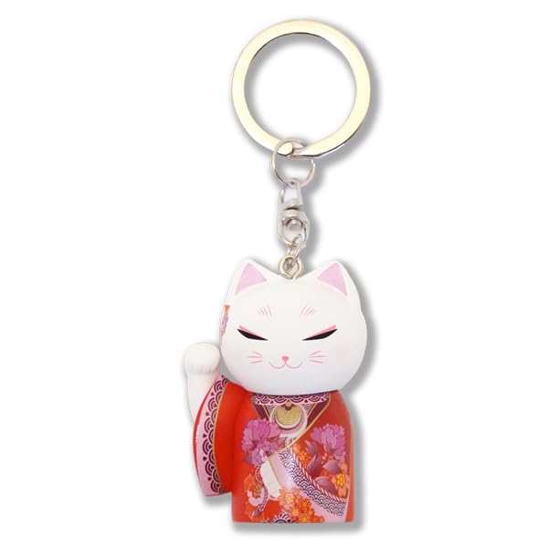 [kimmidoll] Manekineko Keychain Figure, Maneki-neko, Lucky Charm, Good Luck, Financial Fortune, Business Prosperity, Kimono, Japanese Style (EMI)