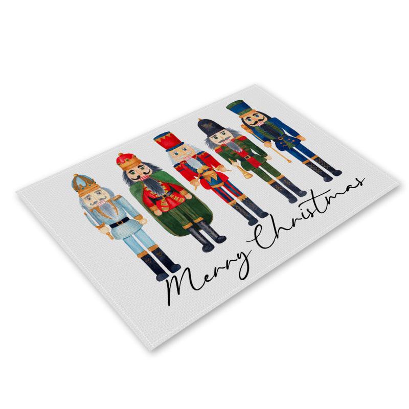 Festive Christmas Linen Table Mats - Heat Resistant Western Style Decor