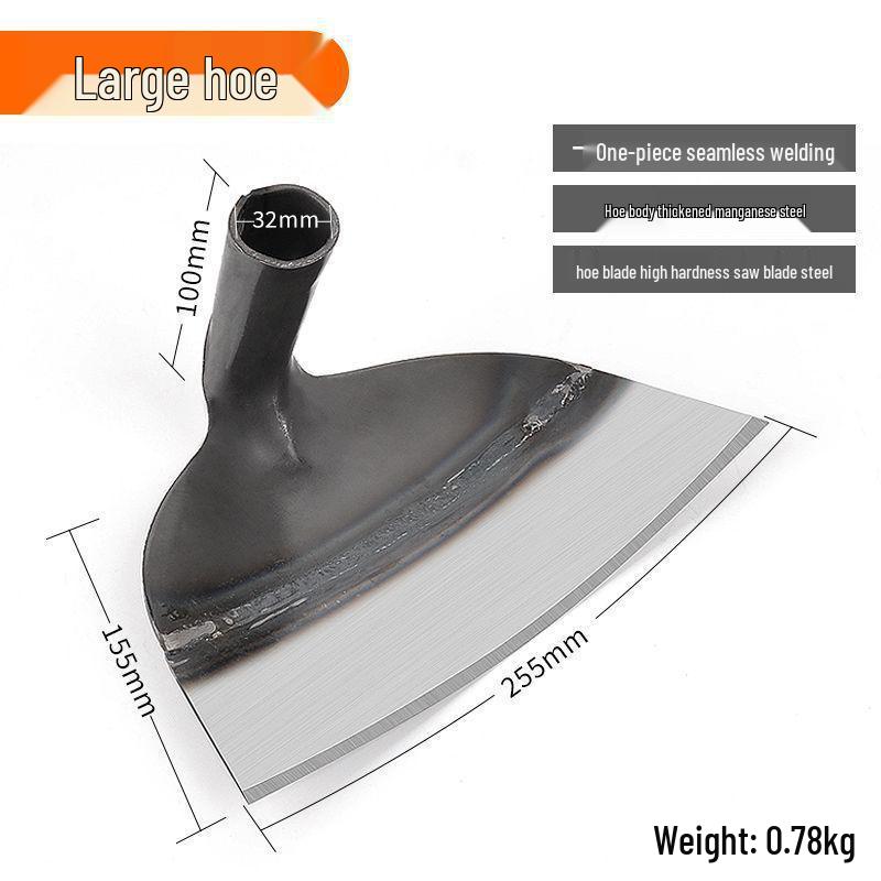 Dual-Use Agricultural Tool: Manganese Steel Hoe Blade with Solid Wood Handle for Tilling and Soil Loosening