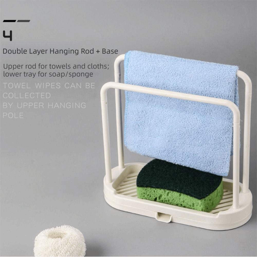 Double-Layer Kitchen Dishcloth Holder Hollow Design Countertop Rag Hanger Under Sink