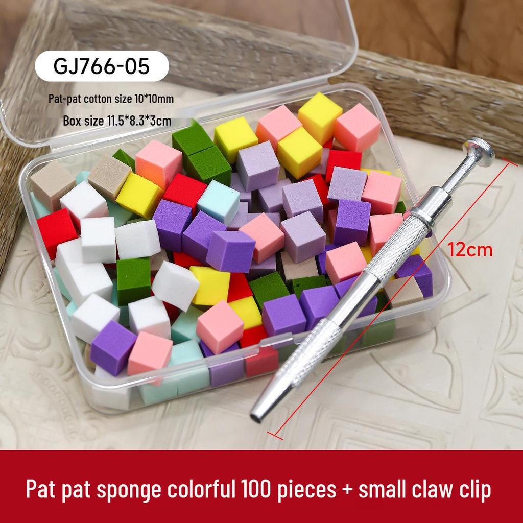 Mini Tofu Block Gradient Ombre Nail Art Sponge & Metal Grabber Clips
