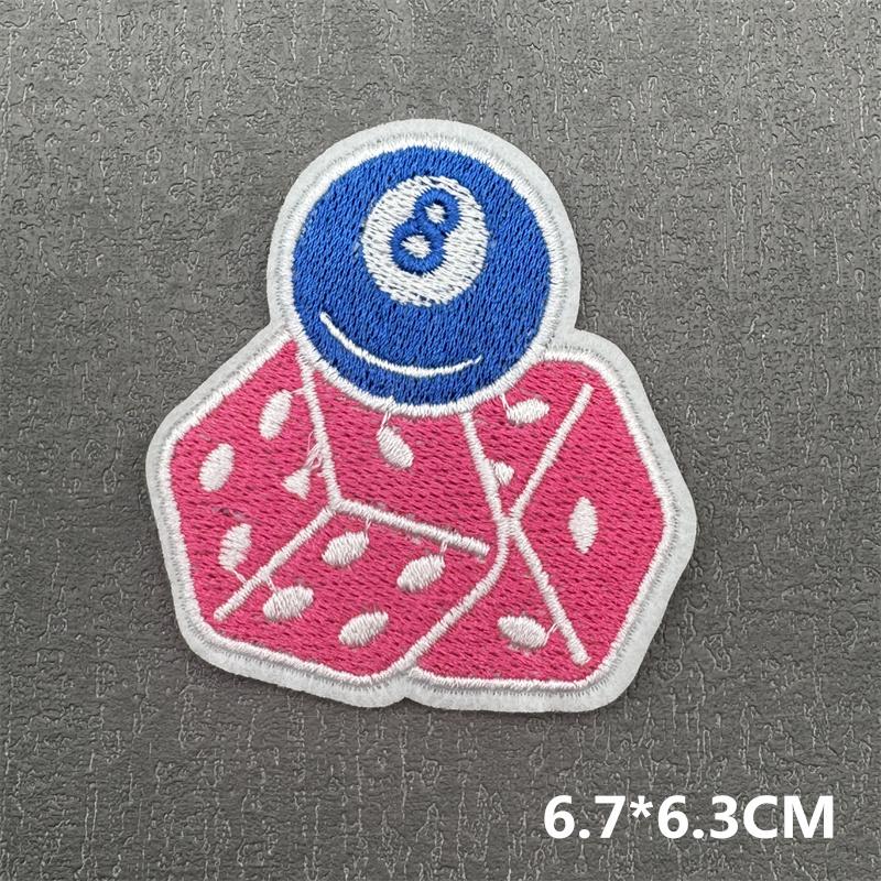 Cartoon Patch Diy Embroidery Patches For Clothing Stripes Badge Letterdice Patches For Jacket Iron On Patch On Clothes