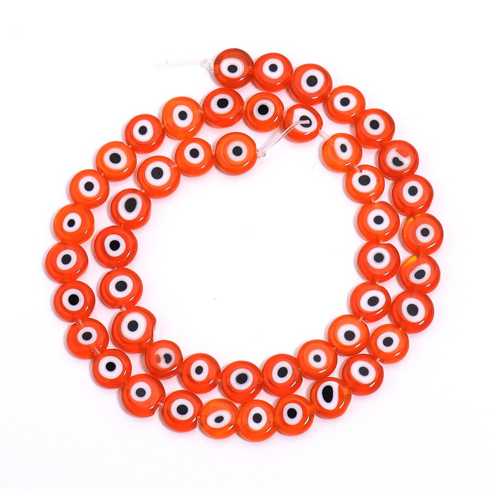 1 Strand Flat Round Glass Beads Evil Eye Lampwork Spacer Beads For Handmade Earring Bracelet Jewelry Making Supplies 4 6 8 10mm