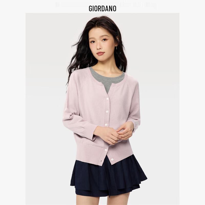 Giordano Women's 3/4 Sleeve V-Neck Loose Knit Cardigan